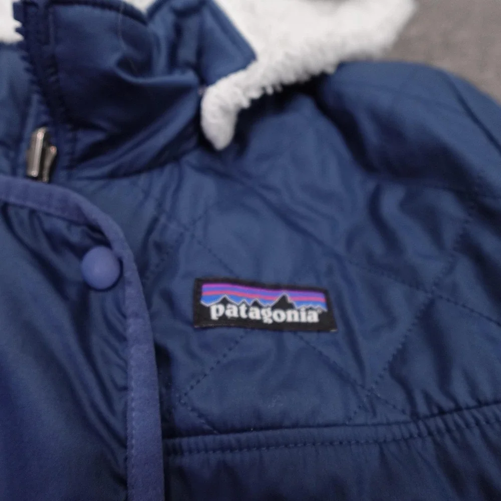 Patagonia Puffer Jacket Girls XL 14 Blue Reversible Dream Song Hoody 68180
